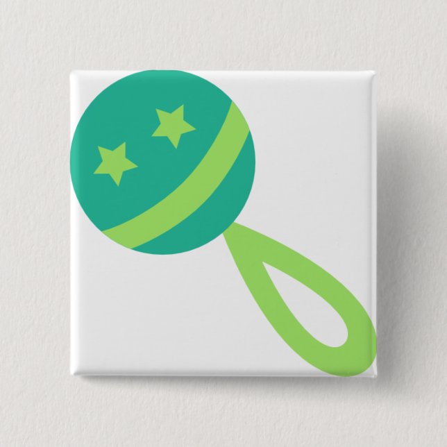 green baby rattle button (Front)