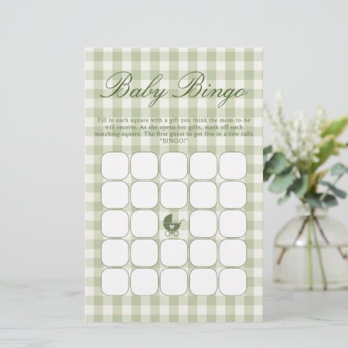 Green Baby Shower Bingo Game