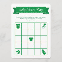 Green Baby Shower Bingo Game Double Sided Invitation