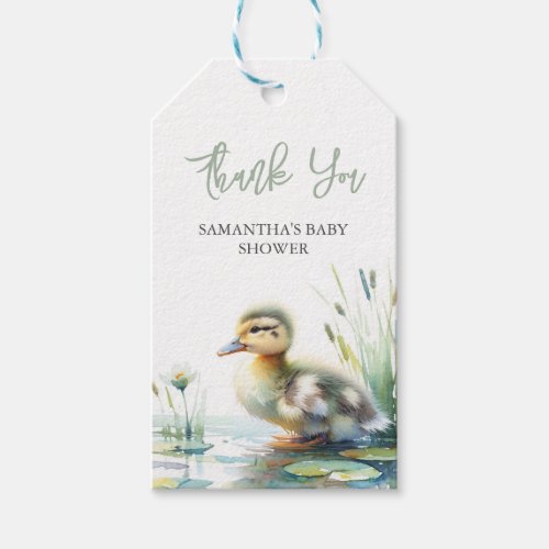 Green Baby Shower Favor Tags Template Duckling
