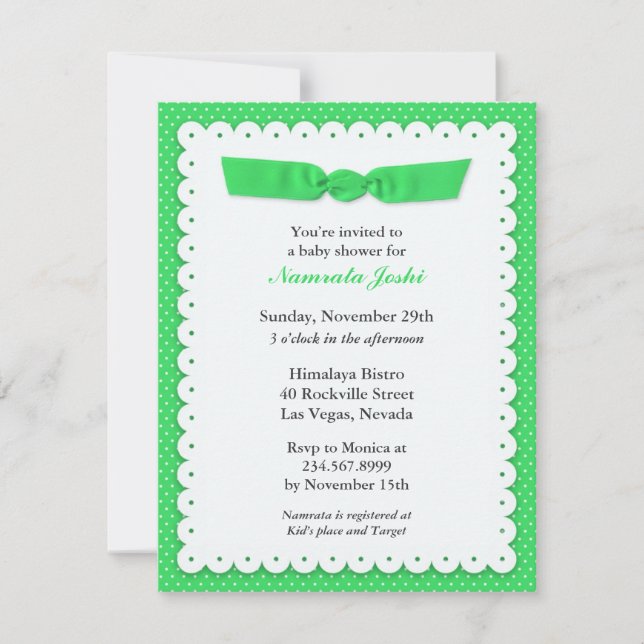 Green Baby Shower Flat Invitation (Front)