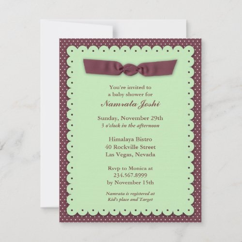 Green Baby Shower Flat Invitation