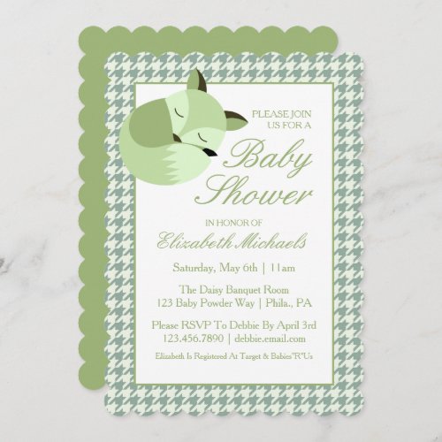 Green Baby Shower Fox Invitation