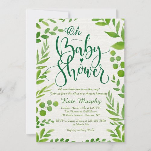 Green Baby Shower Invitation