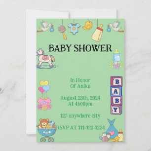 green baby shower  invitation