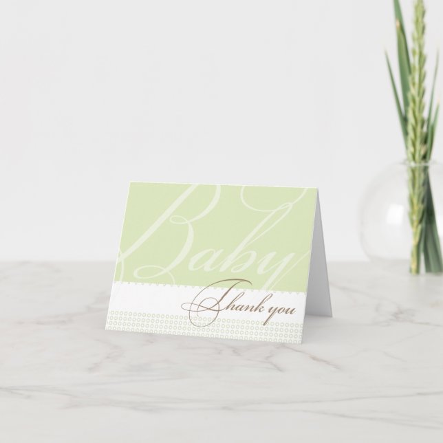 Green Baby Shower Thank You Card (Front)
