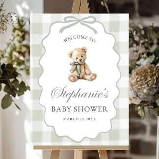 Green Baby Shower Welcome Sign Personalize Gender 