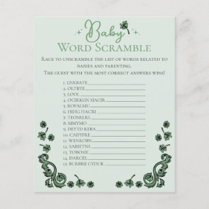 Green Baby Word Scramble Irish Baby Shower Game