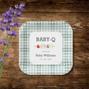 Green Babyque BBQ Couple Baby Shower Paper Plates