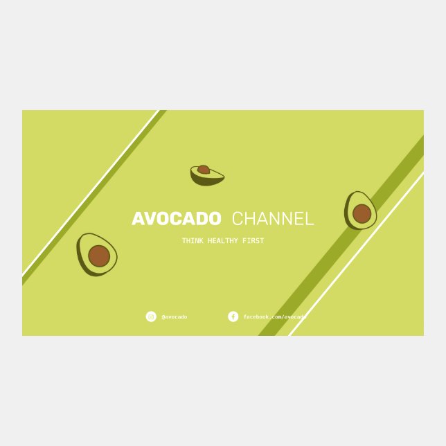 Green background and avocados YouTube banner (Front)