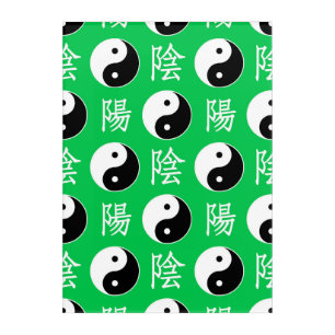Green Background Chinese Yinyang Pattern Acrylic Print