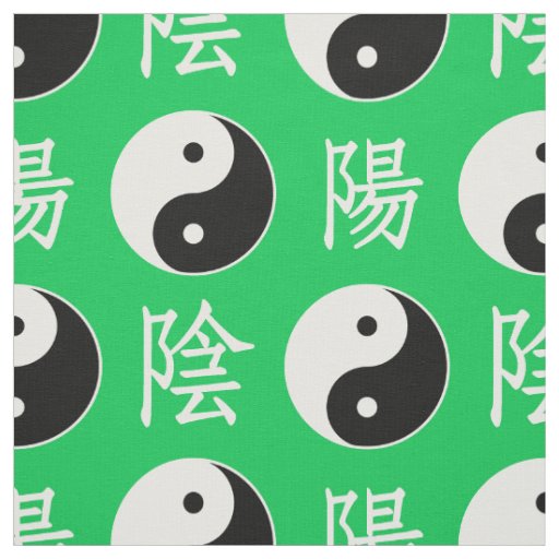 Green Background Chinese Yinyang Pattern Fabric