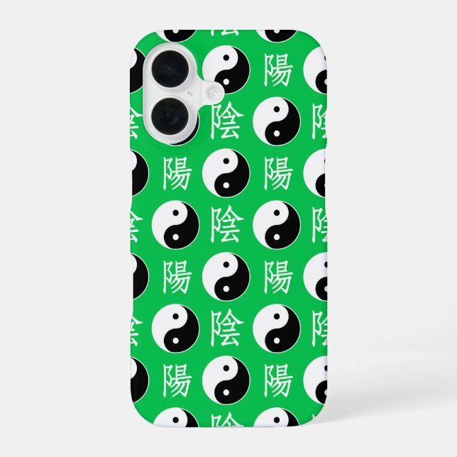 Green Background Chinese Yinyang Pattern Iphone Case (Back)