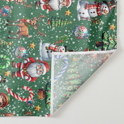 Green Background Christmas Decorative Pattern Fabric