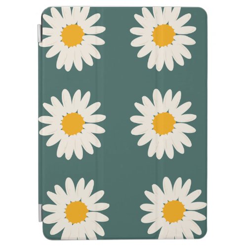 Green background floral daisy pattern iPad air cover