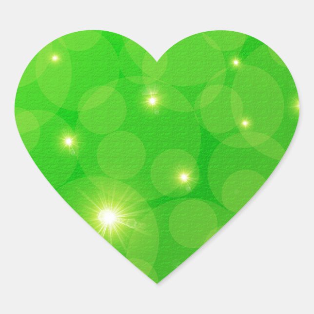 green background with yellow stars heart sticker (Front)