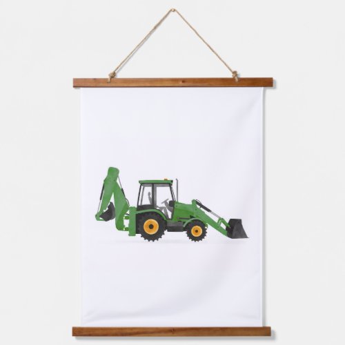 Green Backhoe Loader Construction Vehicle Decor Hanging Tapestry