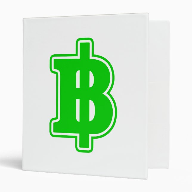 GREEN BAHT SIGN ฿ Thai Money Currency ฿ 3 Ring Binder (Front/Inside)