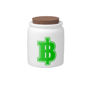GREEN BAHT SIGN ฿ Thai Money Currency ฿ Candy Jar