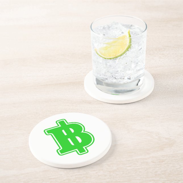GREEN BAHT SIGN ฿ Thai Money Currency ฿ Drink Coaster (Side)