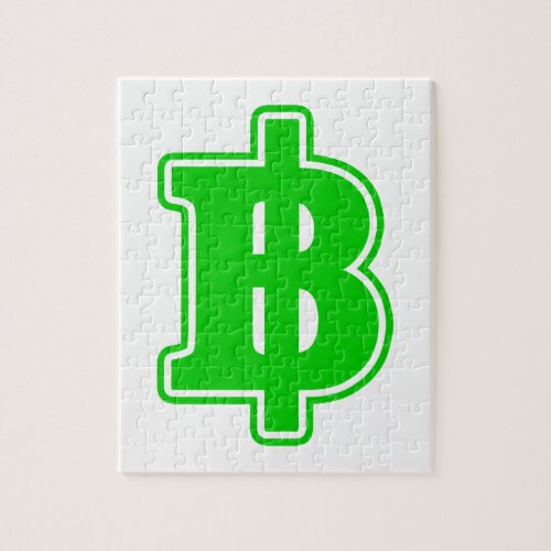 GREEN BAHT SIGN  Thai Money Currency  Jigsaw Puzzle