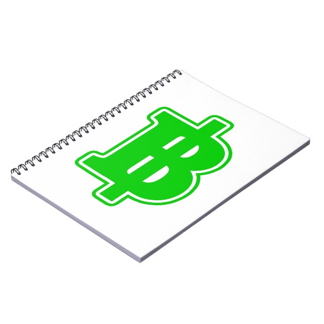 GREEN BAHT SIGN ฿ Thai Money Currency ฿ Notebook (Left Side)