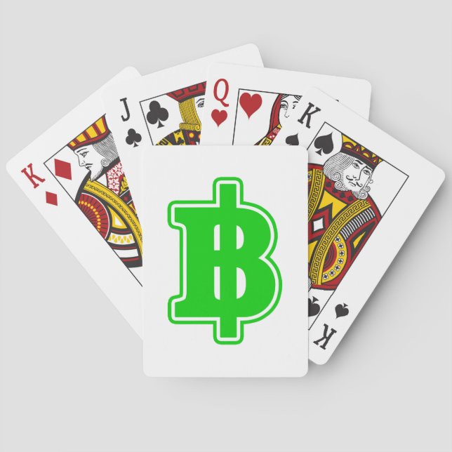 GREEN BAHT SIGN ฿ Thai Money Currency ฿ Poker Cards (Back)