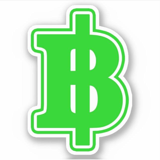 GREEN BAHT SIGN ฿ Thai Money Currency ฿ Sticker (Front)