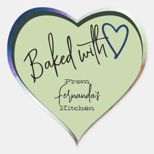 Green Baked with Love Baking From The Kitchen Of Heart Sticker