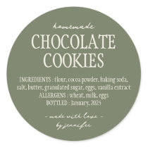 Green Bakery Food Cottage Law Ingredients Classic Round Sticker