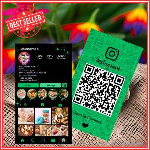 Green Bakery Instagram Chef QR Code Business Card
