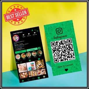 Green Bakery Instagram Chef QR Code Social Media Business Card
