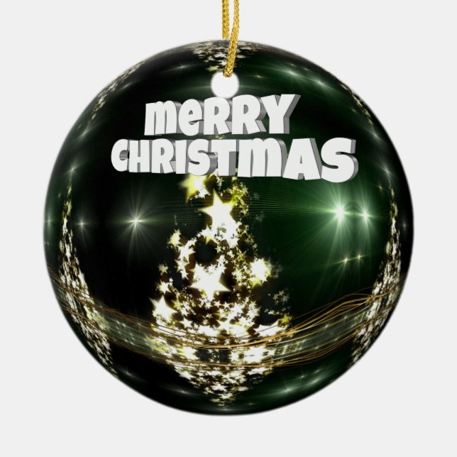 Green ball Christmas Ceramic Ornament (Front)