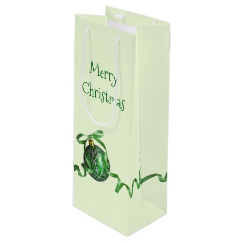 Green Ball Ornament Custom Christmas Wine Bag