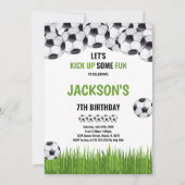 Green Ball Soccer Birthday Invitations (Front)