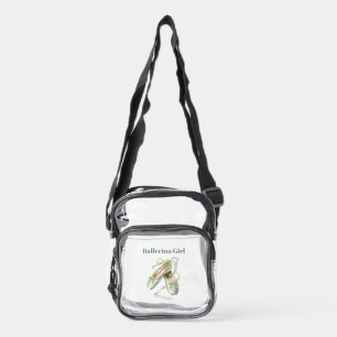 Green Ballerina Girl Ballet Shoes Clear Crossbody Bag