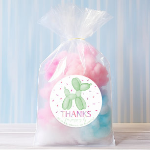  Green Balloon Dog Favor Sticker