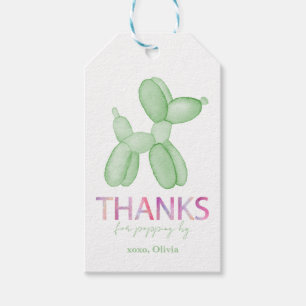 Green Balloon Dog Favor Tags