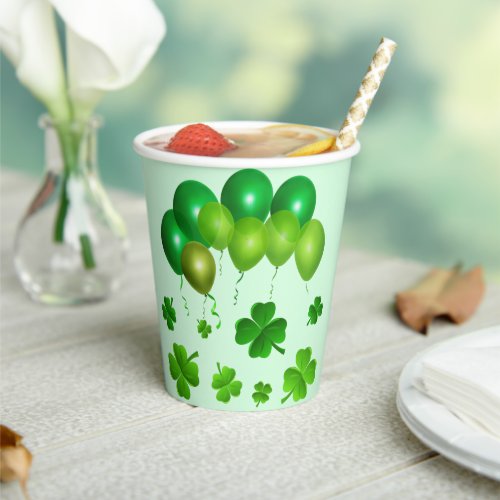 Green Balloons Irish Birthday St Pats Party Paper Cups