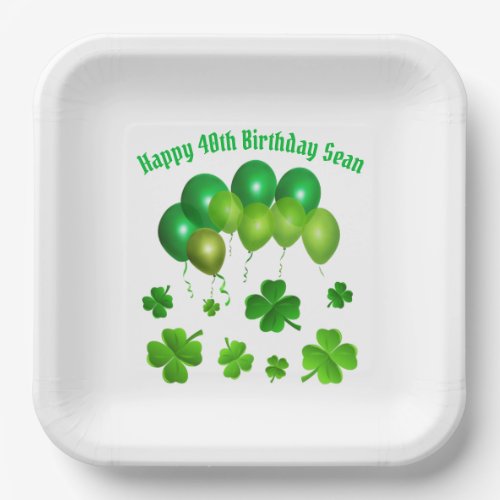 Green Balloons Irish Birthday St Pats Party Paper Plates