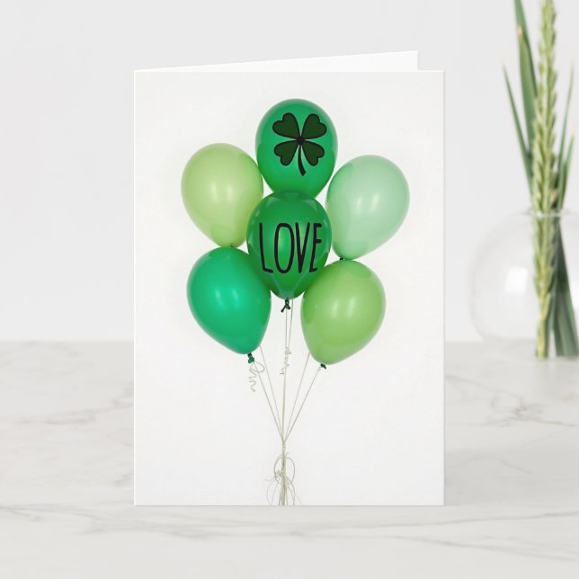 Green Balloons Love Card (Front)
