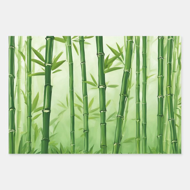 Green Bamboo All Occasion  Wrapping Paper Sheets (Front)