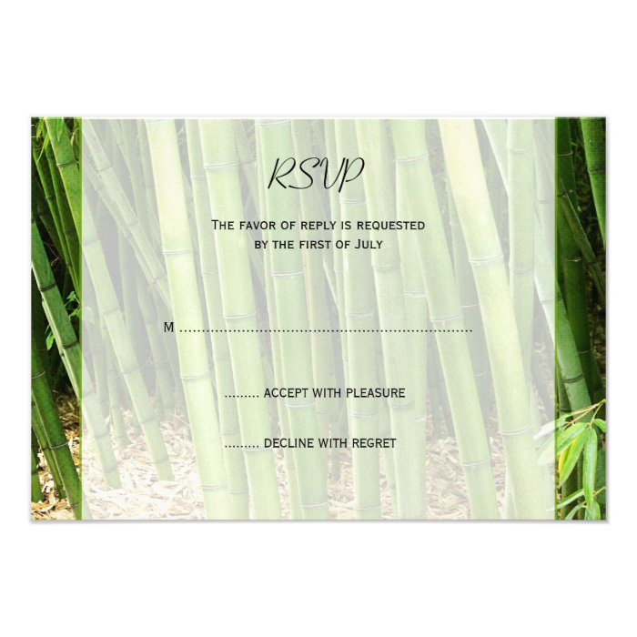 Green Bamboo Asian Wedding Response Card Personalized Announcements