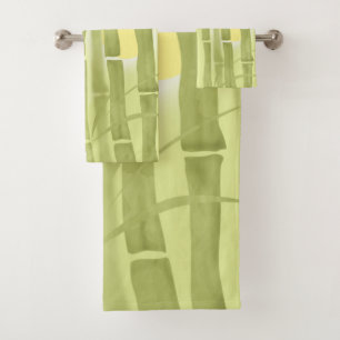 Green bamboo bath towel set