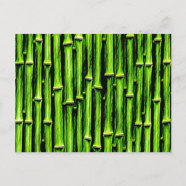 Green bamboo canes wood Natural Brown Texture Styl Postcard (Front)