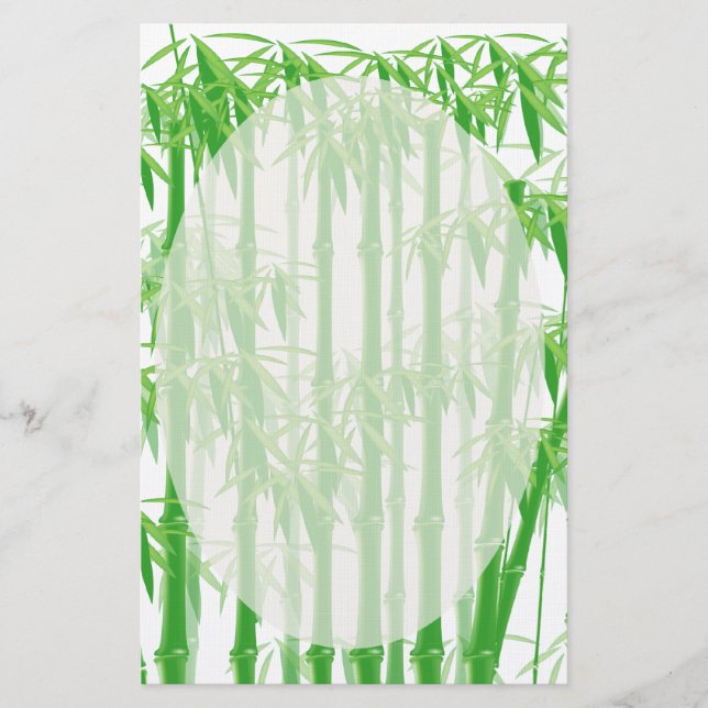 Green Bamboo Floral  Stationary Stationery (Front)