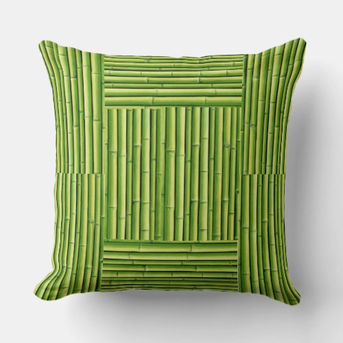 Green Bamboo Forest Botanical Garden Art Print Throw Pillow
