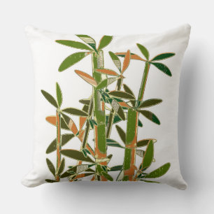 Green bamboo isolated on white background throw pillow