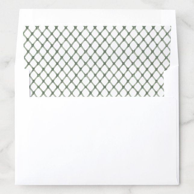 Green Bamboo Lattice Watercolor Envelope Liners (In Envelope)