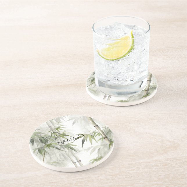 Green Bamboo Mindfulness Yoga Coaster (Side)